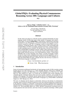 Global PIQA: Evaluating Physical Commonsense Reasoning Across 100+ Languages and Cultures