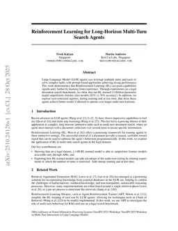 Reinforcement Learning for Long-Horizon Multi-Turn Search Agents