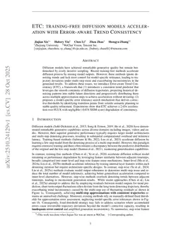 ETC: training-free diffusion models acceleration with Error-aware Trend Consistency
