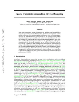 Sparse Optimistic Information Directed Sampling