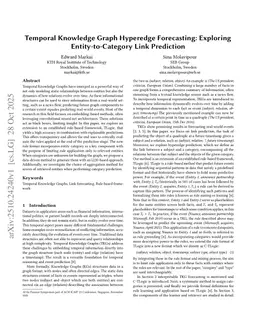 Temporal Knowledge Graph Hyperedge Forecasting: Exploring Entity-to-Category Link Prediction