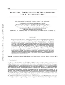 Evaluating LLMs on Generating Age-Appropriate Child-Like Conversations