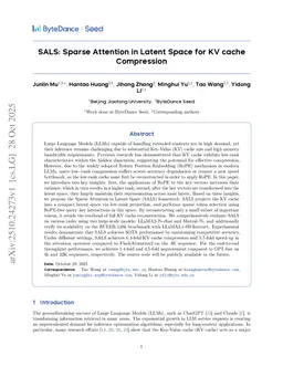 SALS: Sparse Attention in Latent Space for KV cache Compression