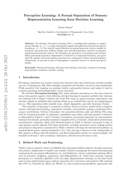 Perception Learning: A Formal Separation of Sensory Representation Learning from Decision Learning