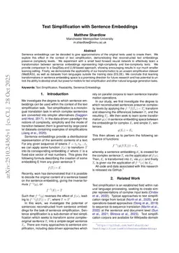 Text Simplification with Sentence Embeddings