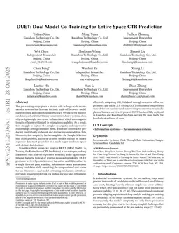 DUET: Dual Model Co-Training for Entire Space CTR Prediction