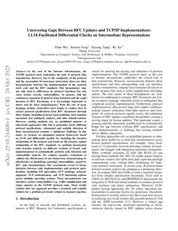 Uncovering Gaps Between RFC Updates and TCP/IP Implementations: LLM-Facilitated Differential Checks on Intermediate Representations