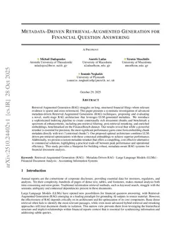 Metadata-Driven Retrieval-Augmented Generation for Financial Question Answering