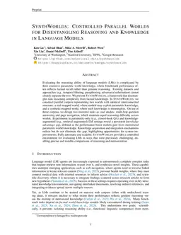 SynthWorlds: Controlled Parallel Worlds for Disentangling Reasoning and Knowledge in Language Models