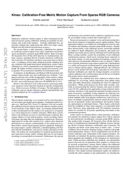 Kineo: Calibration-Free Metric Motion Capture From Sparse RGB Cameras