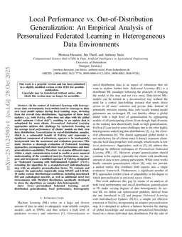 Local Performance vs. Out-of-Distribution Generalization: An Empirical Analysis of Personalized Federated Learning in Heterogeneous Data Environments