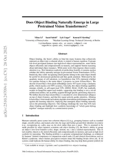 Does Object Binding Naturally Emerge in Large Pretrained Vision Transformers?