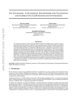 Iti-Validator: A Guardrail Framework for Validating and Correcting LLM-Generated Itineraries