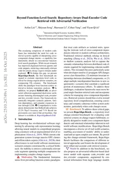 Beyond Function-Level Search: Repository-Aware Dual-Encoder Code Retrieval with Adversarial Verification