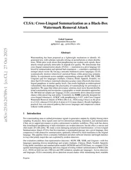 Cross-Lingual Summarization as a Black-Box Watermark Removal Attack