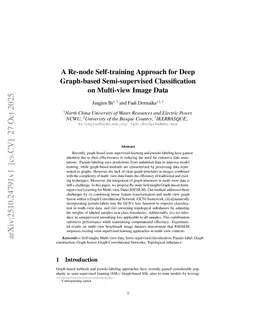 A Re-node Self-training Approach for Deep Graph-based Semi-supervised Classification on Multi-view Image Data