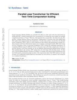 Parallel Loop Transformer for Efficient Test-Time Computation Scaling