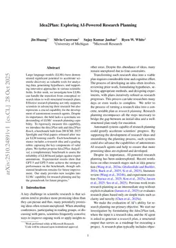 Idea2Plan: Exploring AI-Powered Research Planning