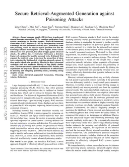 Secure Retrieval-Augmented Generation against Poisoning Attacks