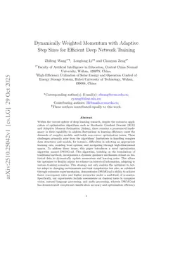 Dynamically Weighted Momentum with Adaptive Step Sizes for Efficient Deep Network Training