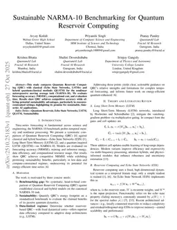 Sustainable NARMA-10 Benchmarking for Quantum Reservoir Computing