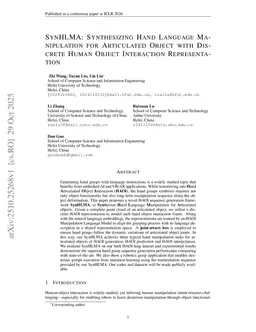 SynHLMA:Synthesizing Hand Language Manipulation for Articulated Object with Discrete Human Object Interaction Representation
