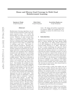 Dense and Diverse Goal Coverage in Multi Goal Reinforcement Learning