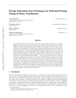 Prompt Estimation from Prototypes for Federated Prompt Tuning of Vision Transformers