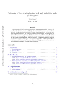 Estimation of discrete distributions with high probability under $χ^2$-divergence