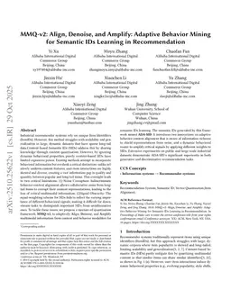 MMQ-v2: Align, Denoise, and Amplify: Adaptive Behavior Mining for Semantic IDs Learning in Recommendation