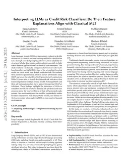 Interpreting LLMs as Credit Risk Classifiers: Do Their Feature Explanations Align with Classical ML?