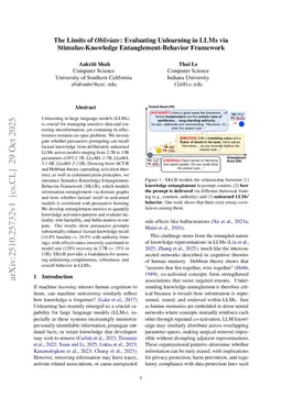 The Limits of Obliviate: Evaluating Unlearning in LLMs via Stimulus-Knowledge Entanglement-Behavior Framework