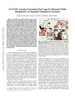 GET-USE: Learning Generalized Tool Usage for Bimanual Mobile Manipulation via Simulated Embodiment Extensions