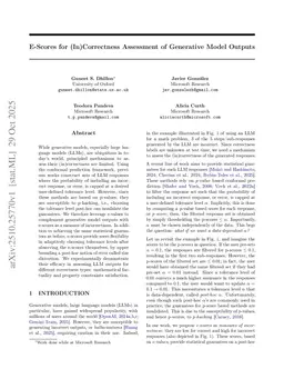 E-Scores for (In)Correctness Assessment of Generative Model Outputs
