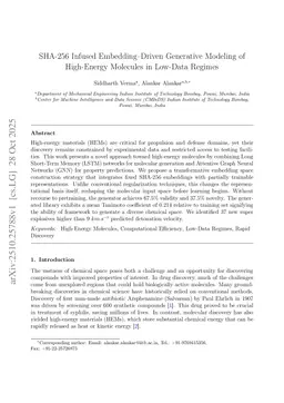 SHA-256 Infused Embedding-Driven Generative Modeling of High-Energy Molecules in Low-Data Regimes