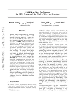 LISTEN to Your Preferences: An LLM Framework for Multi-Objective Selection