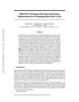 PRESTO: Preimage-Informed Instruction Optimization for Prompting Black-Box LLMs