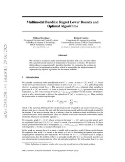 Multimodal Bandits: Regret Lower Bounds and Optimal Algorithms