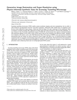 Generative Image Restoration and Super-Resolution using Physics-Informed Synthetic Data for Scanning Tunneling Microscopy