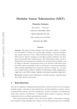 Modular Linear Tokenization (MLT)