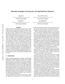 Detecting Anomalies in Machine Learning Infrastructure via Hardware Telemetry
