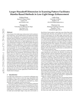 Larger Hausdorff Dimension in Scanning Pattern Facilitates Mamba-Based Methods in Low-Light Image Enhancement