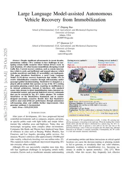 Large Language Model-assisted Autonomous Vehicle Recovery from Immobilization