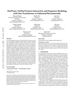 OneTrans: Unified Feature Interaction and Sequence Modeling with One Transformer in Industrial Recommender