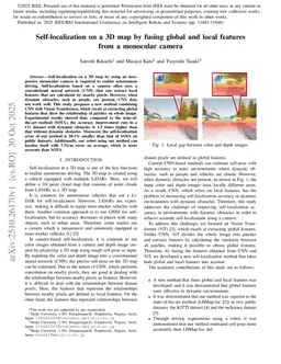 Self-localization on a 3D map by fusing global and local features from a monocular camera