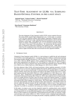 Test-Time Alignment of LLMs via Sampling-Based Optimal Control in pre-logit space