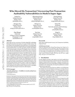 Who Moved My Transaction? Uncovering Post-Transaction Auditability Vulnerabilities in Modern Super Apps