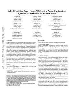 Who Grants the Agent Power? Defending Against Instruction Injection via Task-Centric Access Control