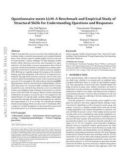 Questionnaire meets LLM: A Benchmark and Empirical Study of Structural Skills for Understanding Questions and Responses