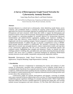 A Survey of Heterogeneous Graph Neural Networks for Cybersecurity Anomaly Detection